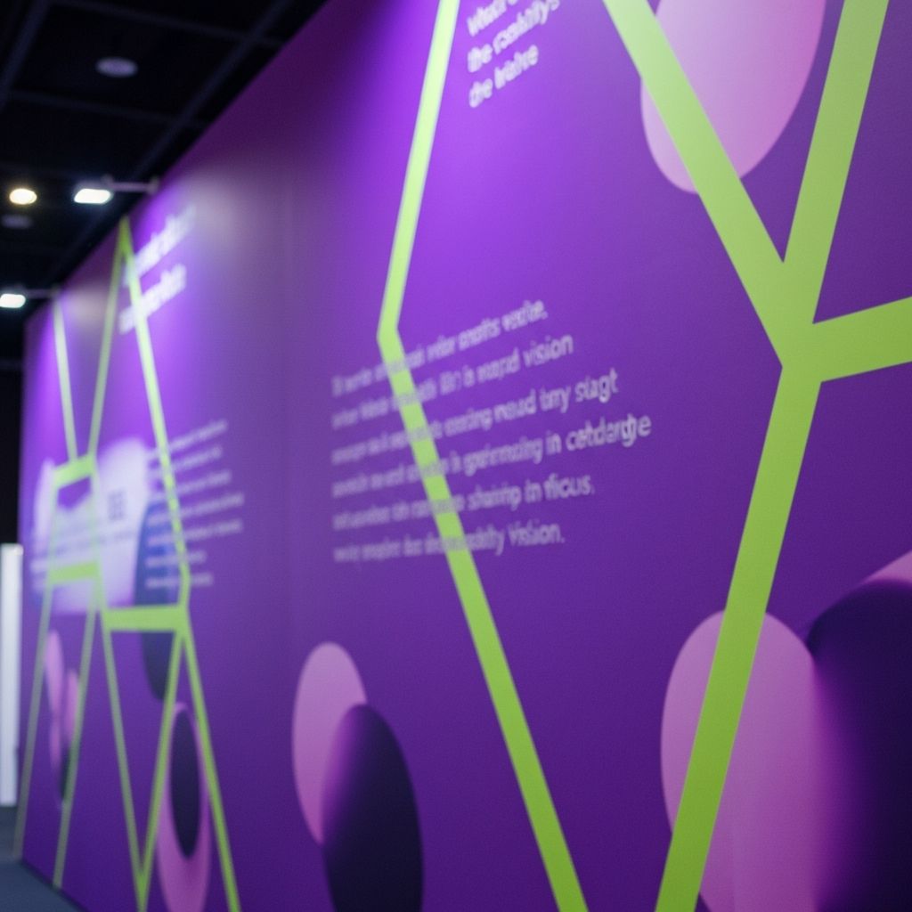 Detalle del efecto lenticular en el backwall del stand